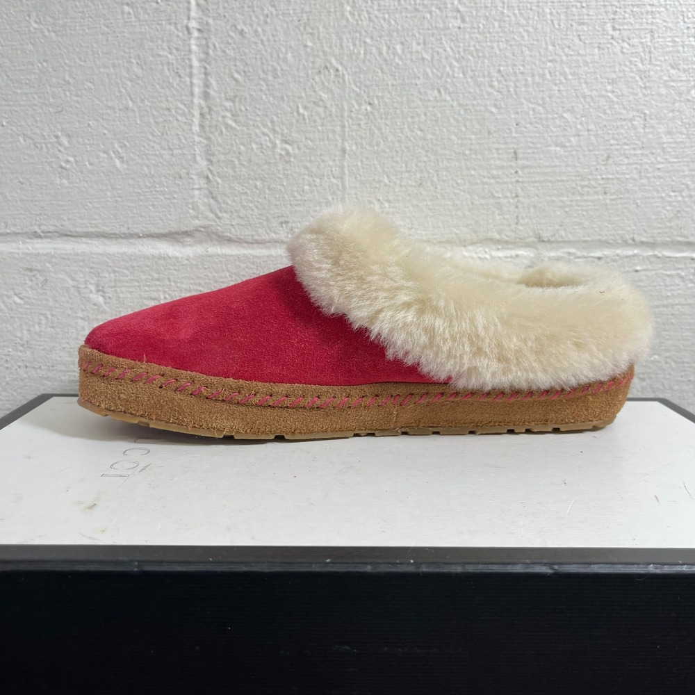 L.L. Bean Squam Lake Red‎ Suede Wicked Good Slipper Fur Lined Slip On Womens 8 M - Picture 5 of 11